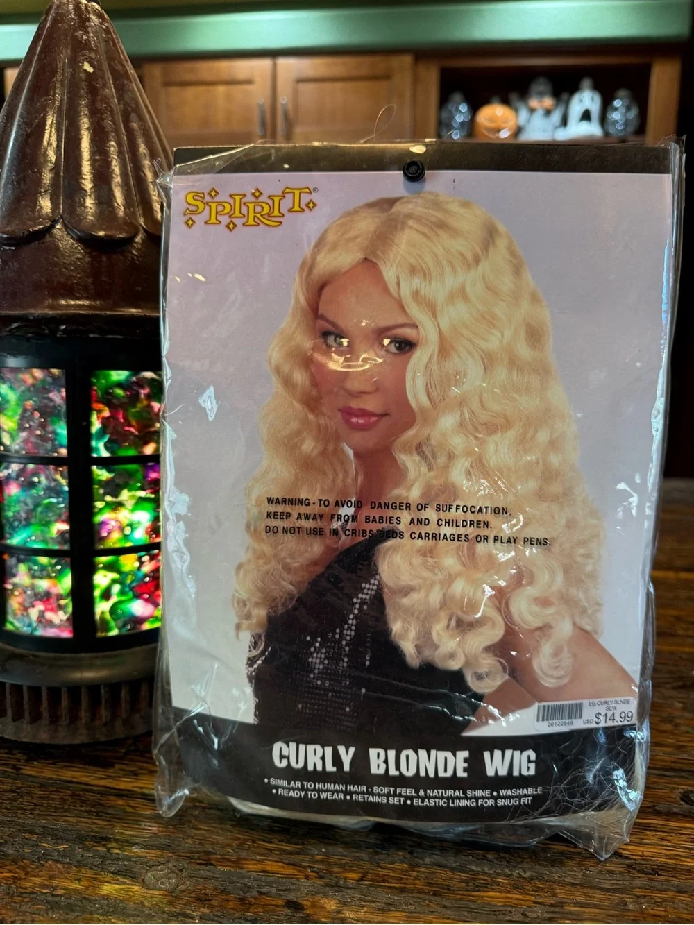 Spirit Halloween Curly Blonde Wig Synthetic Hair Costume Cosplay Theater